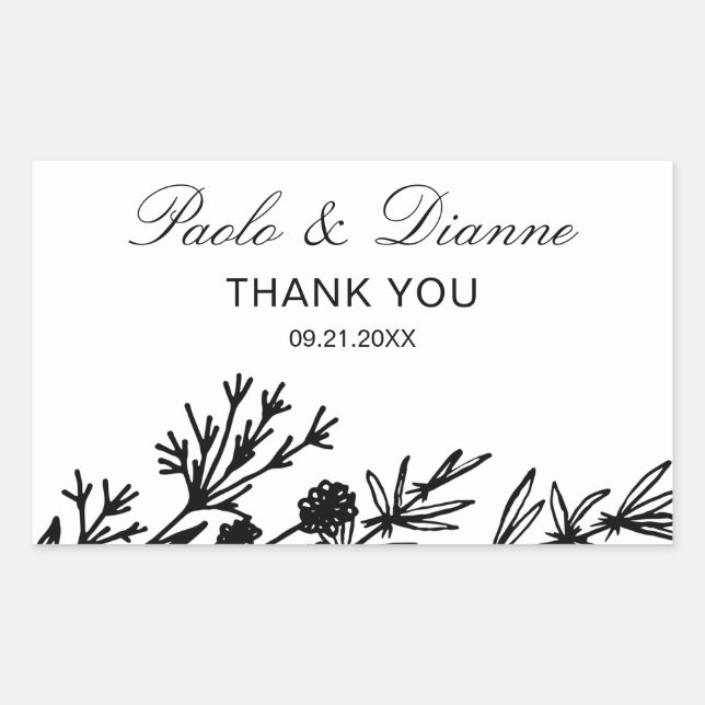Hand Drawn Botanical Leaves Rectangular Sticker (Front)