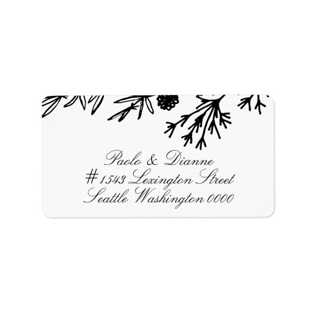 Hand Drawn Botanical Leaves Wedding Address Label (Front)
