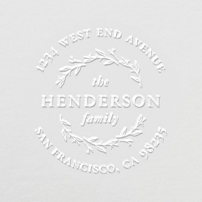 Hand-drawn Botanical Round Family Return Address Embosser (Design)