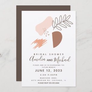 Hand Drawn Botanical Shapes Boho Bridal Shower Invitation