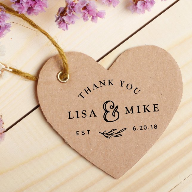 Hand Drawn Botanical Wedding Favor Thank You Rubber Stamp (Creator Uploaded)