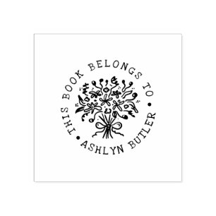 Hand Drawn Bouquet Book Plate Stamp