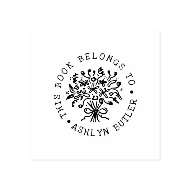 Hand Drawn Bouquet Book Plate Stamp (Imprint)
