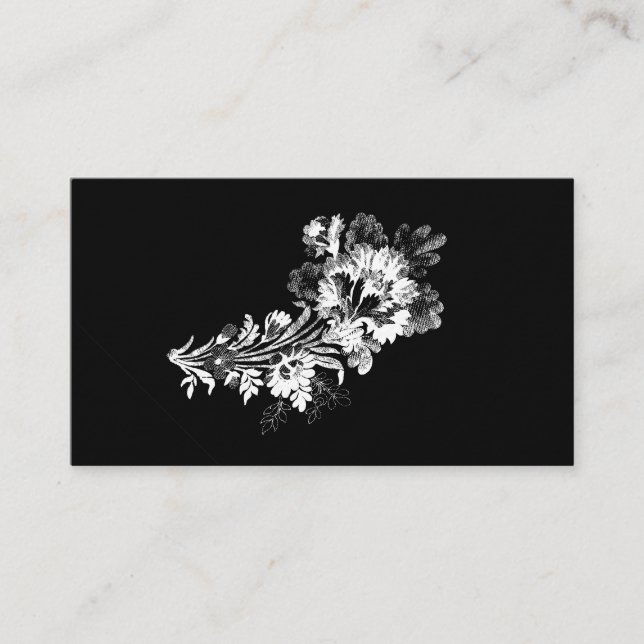Hand drawn bouquet of flowers realistic black business card (Front)