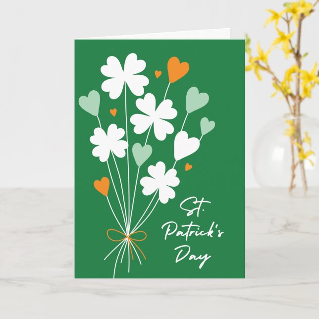 Hand-Drawn Bouquet of Shamrocks St. Patrick's Day Card (Yellow Flower)