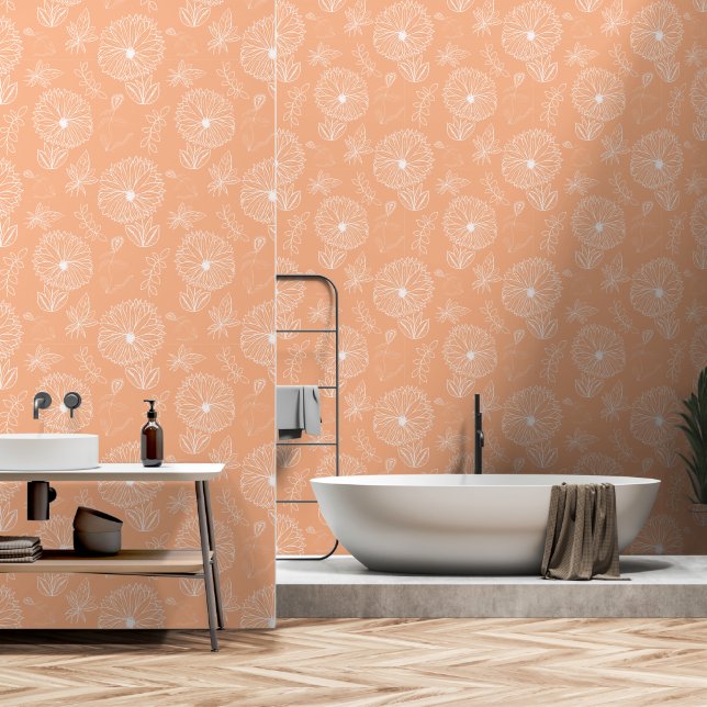 Hand Drawn Bouquet Wallpaper (Bathroom)