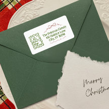 Hand Drawn Bow And Christmas Tree Return Address