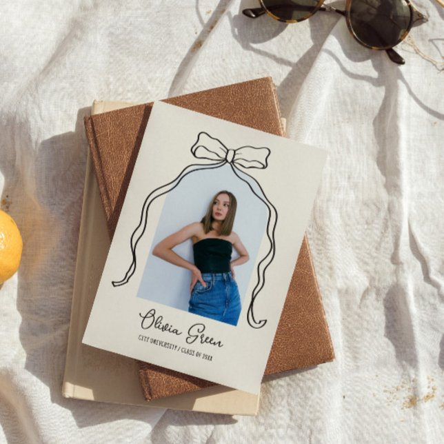 Hand Drawn Bow Arch Photo Graduation Invitation (Creator Uploaded)