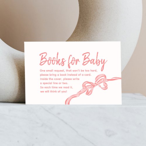 Hand Drawn Bow Baby Shower Books for Baby Card