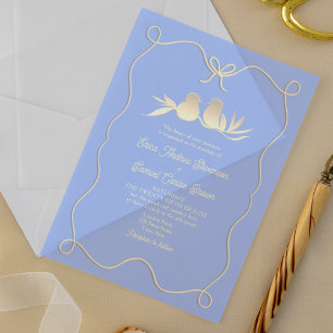 Hand Drawn Bow Blue Wedding Acrylic Invitation