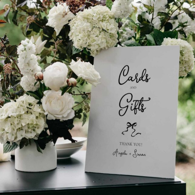 Hand drawn Bow Cards and Gifts Foam Board (hand drawn bow wedding cards and gifts foam board sign, hand written gifts table signage)