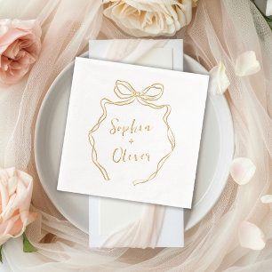 Hand Drawn Bow Chic Modern Wedding Foil Napkins