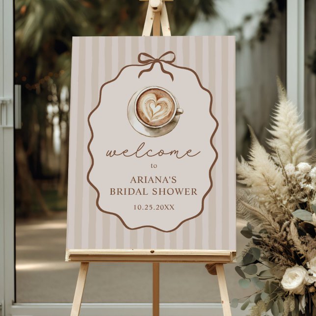 Hand Drawn Bow Coffee Bridal Shower Welcome Sign (Creator Uploaded)
