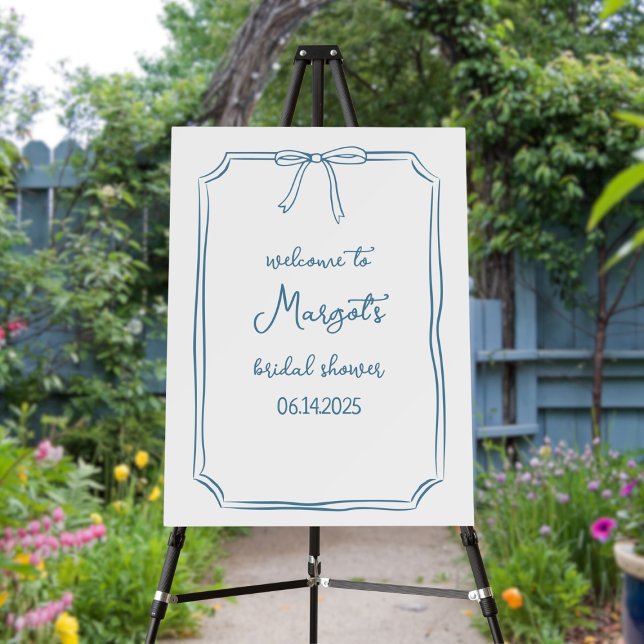 Hand Drawn Bow Coquette Bridal Shower Welcome Sign (Creator Uploaded)