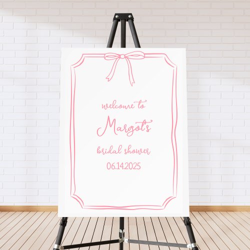 Hand Drawn Bow Coquette Cute Pink Welcome Sign 
