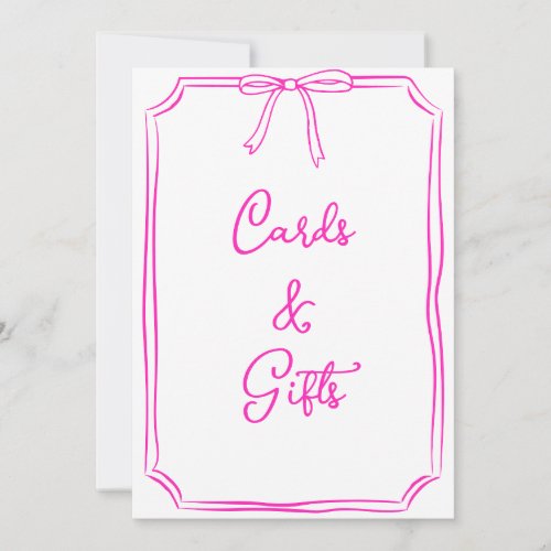 Hand Drawn Bow Coquette Pink Cards and Gifts Sign