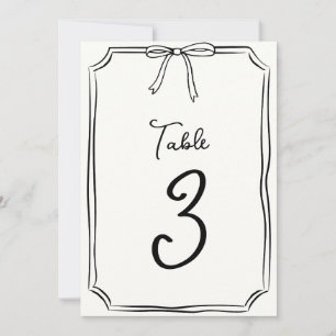 Hand Drawn Bow Cute Coquette Chic Table Number 