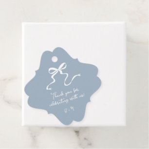 Hand drawn Bow Dusty Blue Favor Tags