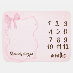 Hand Drawn Bow Elegant Frame Dots Baby Shower Baby Blanket