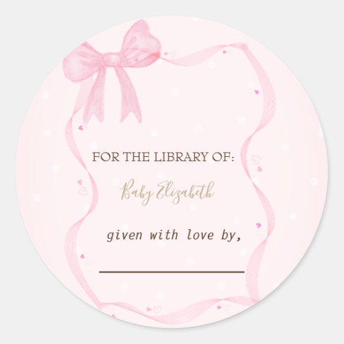 Hand Drawn Bow Elegant Frame Dots  Classic Round Sticker