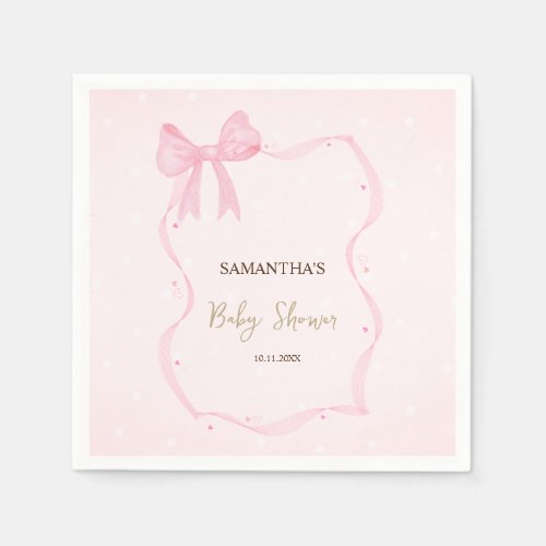 Hand Drawn Bow Elegant Frame Dots  Napkins