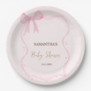 Hand Drawn Bow Elegant Frame Dots Paper Plates