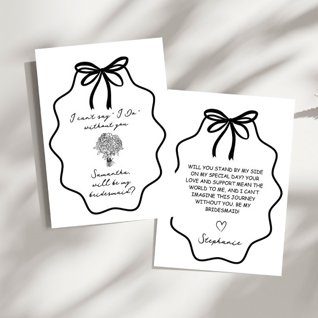 Hand Drawn Bow Floral Bridesmaid Proposal Invitation (Creator Uploaded)
