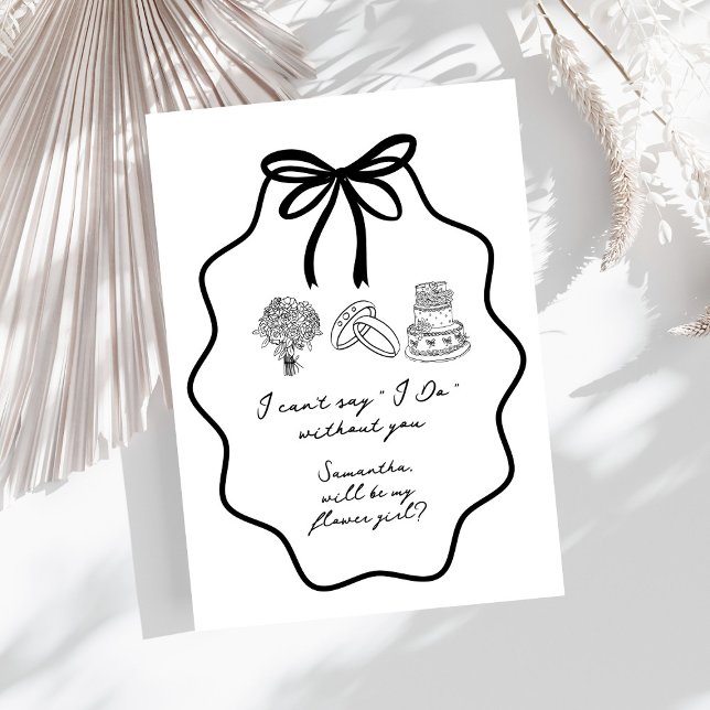 Hand Drawn Bow Floral Flower Girl Proposal Invitation (Creator Uploaded)
