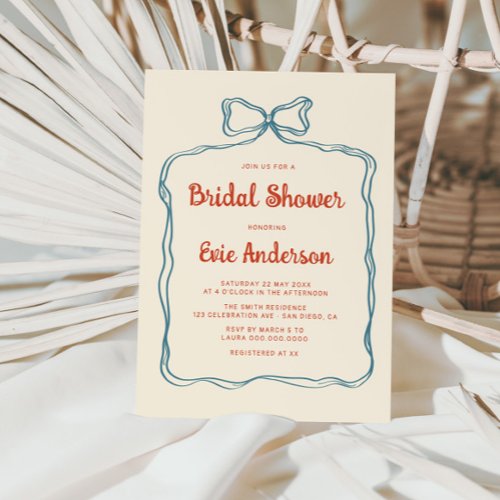 Hand Drawn Bow Frame Bridal Shower  Invitation