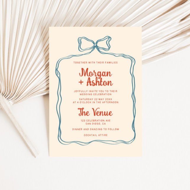 Hand Drawn Bow Frame Wedding  Invitation (Creator Uploaded)
