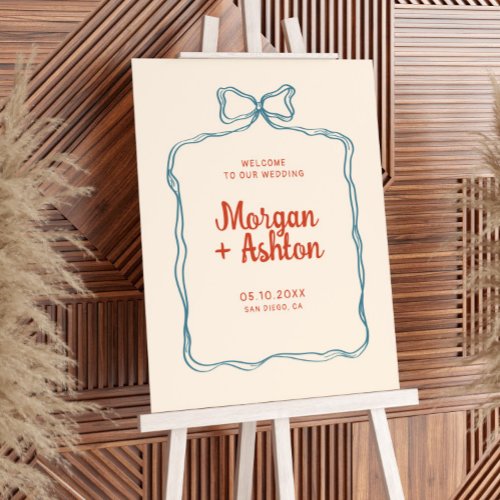 Hand Drawn Bow Frame Wedding Welcome Sign