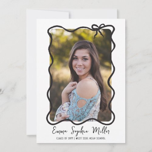 Hand drawn bow Graduation Announcement