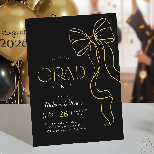 Hand Drawn Bow Graduation Invitation (Creator Uploaded)