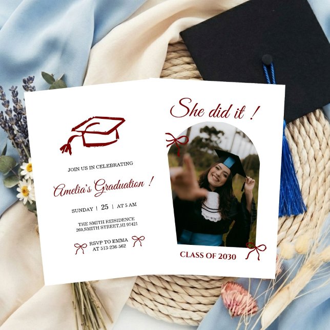  Hand drawn Bow graduation party invitation (Creator Uploaded)