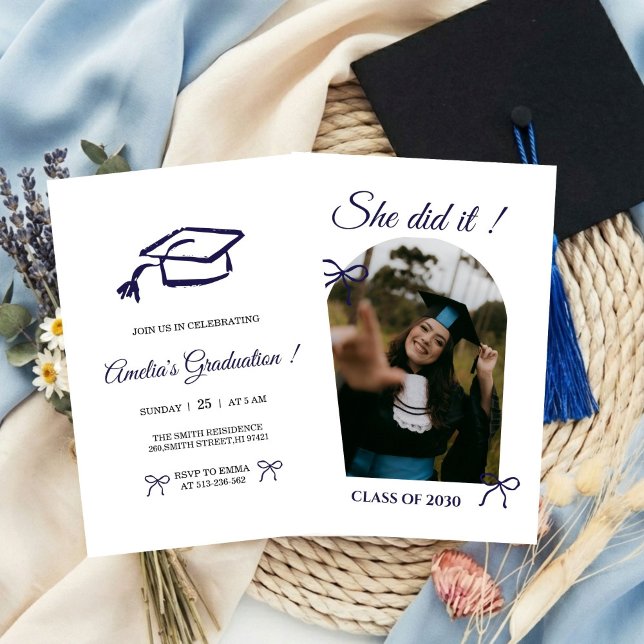  Hand drawn Bow graduation party invitation (Creator Uploaded)
