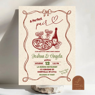 Hand Drawn Bow Perfect Pair Couple Bridal Shower Invitation