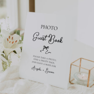 Hand drawn Bow Photo Guest Book  Pedestal Sign