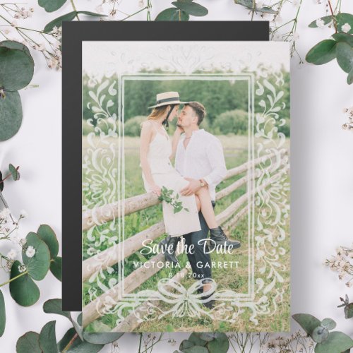 Hand Drawn Bow/Photo Save the Date