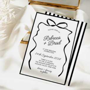 Hand Drawn Bow Ribbon Sketch Wedding Invitation