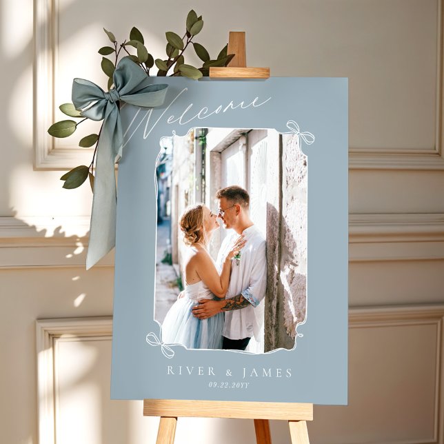 Hand Drawn Bow & Ribbon Wedding Photo Welcome Foam Board (Hand Drawn Bow & Ribbon Wedding Photo Welcome Foam Board)