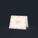 Hand Drawn Bow Thank You Card<br><div class="desc">This hand drawn thank you card template featuring cute hand drawn elements and a retro themed font pairing. Edit all wording and colors to make this invitation card fit your own personal style   event theme.</div>
