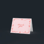 Hand Drawn Bow Thank You Card<br><div class="desc">This hand drawn thank you card template featuring cute hand drawn elements and a retro themed font pairing. Edit all wording and colors to make this invitation card fit your own personal style   event theme.</div>