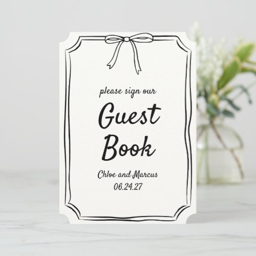 Hand Drawn Bow Timeless Coquette Guest Book Sign