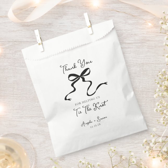 Hand drawn Bow Wedding Favor Paper Bag (Clipped)