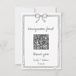 Hand Drawn Bow Wedding Honeymoon Fund QR Code Card