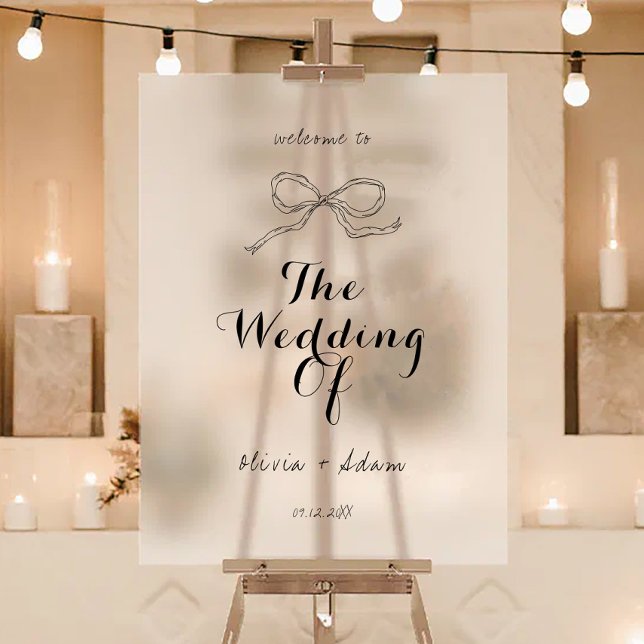 Hand Drawn Bow Whimsical Quirky Wedding Welcome Acrylic Sign (Creator Uploaded)