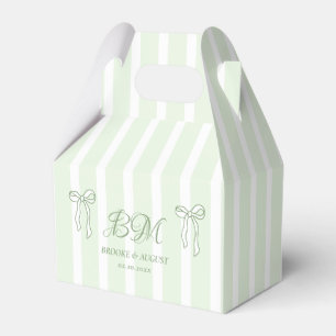 Hand Drawn Bow White and Green Wedding Favor Boxes