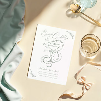 Hand Drawn Bows & Bubbly Cocktail Bridal Shower Invitation