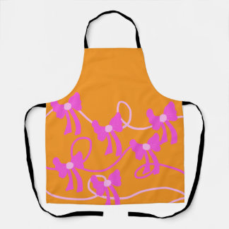 Hand-drawn Bows Pink  Yellow Lovers Apron