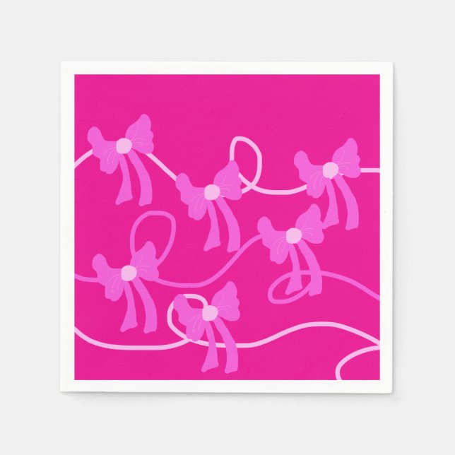 Hand-drawn Bows Pink  Yellow Lovers Napkins (Front)